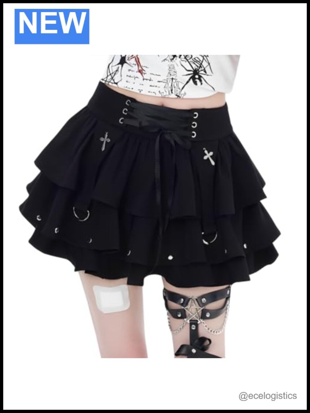 Women's High Waisted Mini Skirt Y2K Harajuku Gothic Streetwear Belt Drawstring